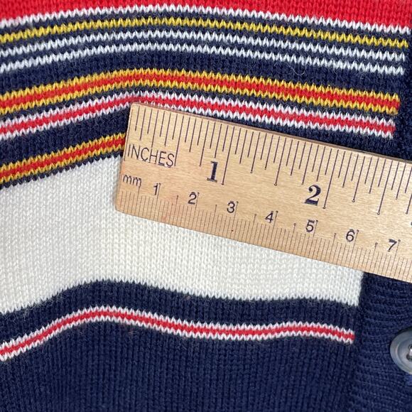 VTG VAMP by Koret size M Knit SWEATER V-Neck Button up 3/4 Sleeves Striped BLUE - Picture 13 of 16